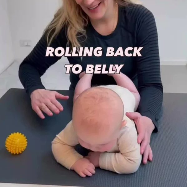The active roll from tummy to back — the one where baby controls their muscles and rolls on purpose — usually comes aro…