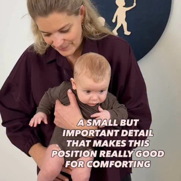 I often see parents use the first position in the video for comforting, where baby lies on their tummy across the arm. …