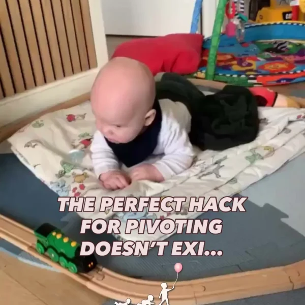 So sweet – and so clever! Pivoting is great prep for crawling because it helps baby practice cross-body movements and s…