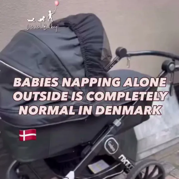 In Denmark, it’s completely normal to see strollers parked outside cafés, gyms, shops or restaurants – with a baby slee…